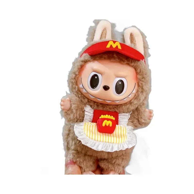Clothes for Labubu 17Cm Outfit Accessories for Labubu Dolls Clothing Kid Gift French Fries Apron and M Hat