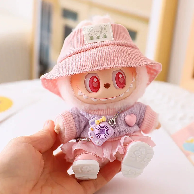 Labubu Doll Clothes Tulle Skirt Set Stylish Outfit Replacement for 17Cm Ropa Labubu Dolls Accessories