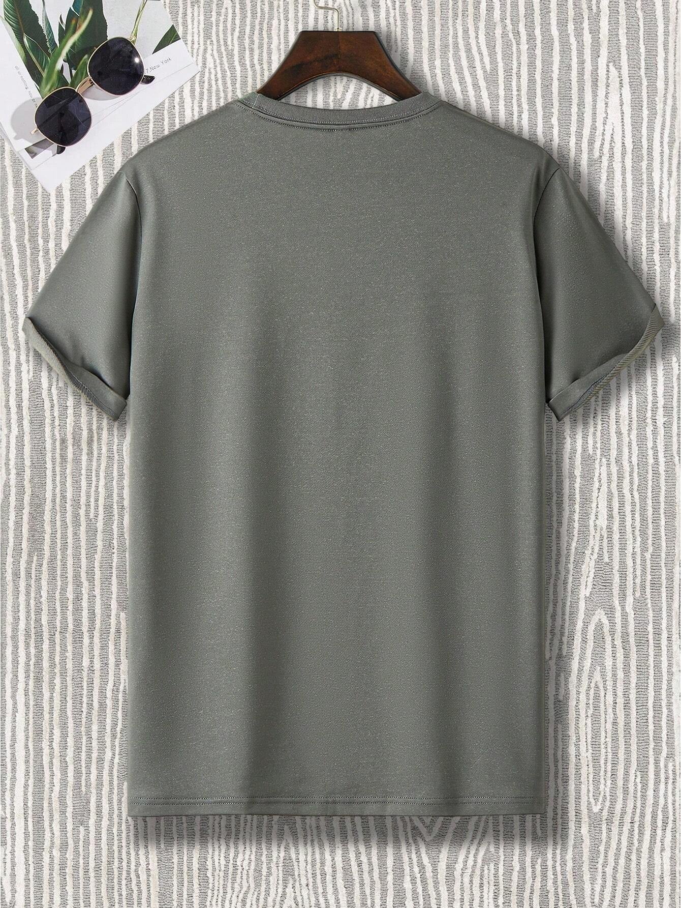Manfinity Homme Men Geometric King Letter Graphic Pattern Short Sleeve T-Shirt, for Going Out, for Husband