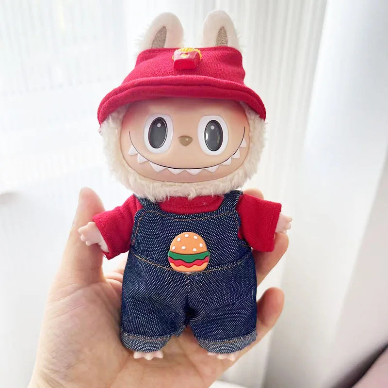 Clothes for Labubu 17Cm Outfit Accessories for Labubu Dolls Clothing Kid Gift French Fries Apron and M Hat
