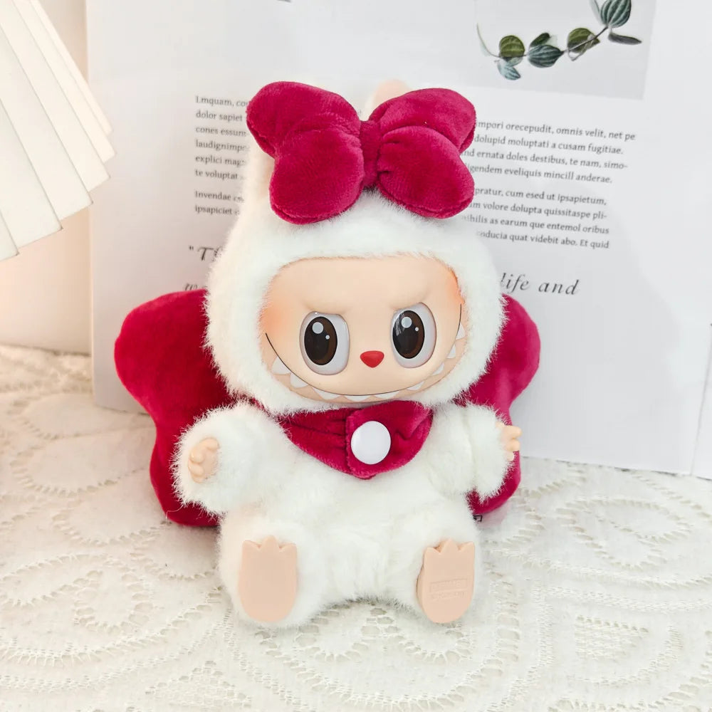 For Labubu Clothes Doll Bow Decor Plush Doll Clothes Replacement Bow Outfit for Labubu Sit Party Clothes Set for Pop Mart Dolls