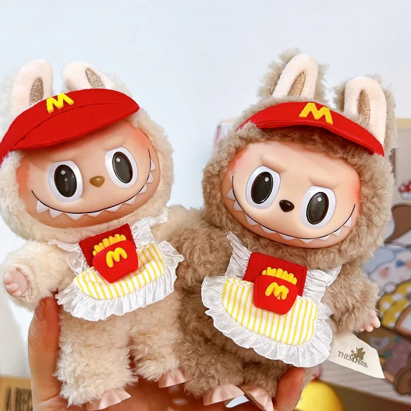 Clothes for Labubu 17Cm Outfit Accessories for Labubu Dolls Clothing Kid Gift French Fries Apron and M Hat