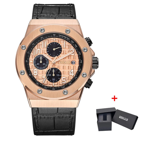 Timing Watch Men'S Sports Watch Quartz Watch Leather Brand Date Indicator Waterproof Watch 1805