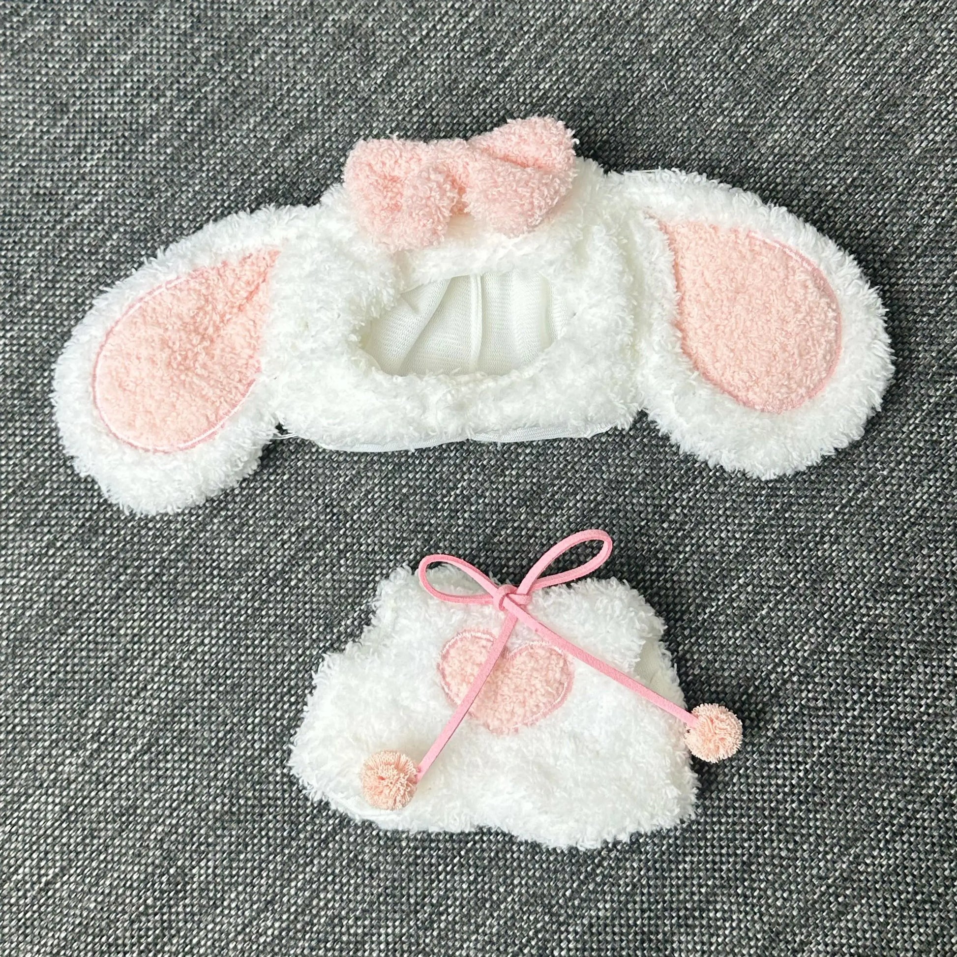 For 17Cm Labubu Dolls Accessories DIY Doll Clothes Heartbeat Long Eared Furry Rabbit Costume Cartoon Dress up Labubu Outfit