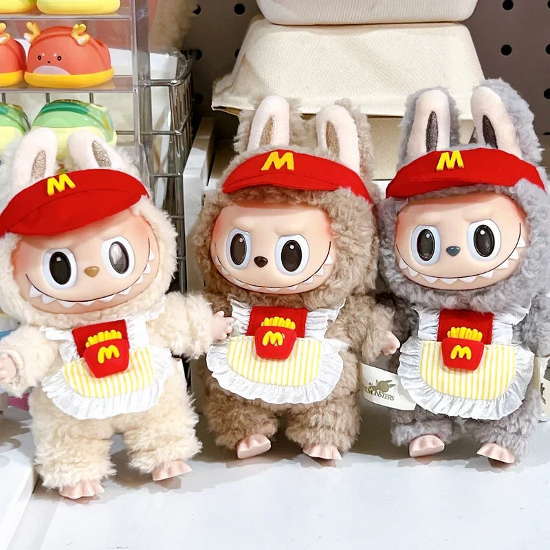 Clothes for Labubu 17Cm Outfit Accessories for Labubu Dolls Clothing Kid Gift French Fries Apron and M Hat