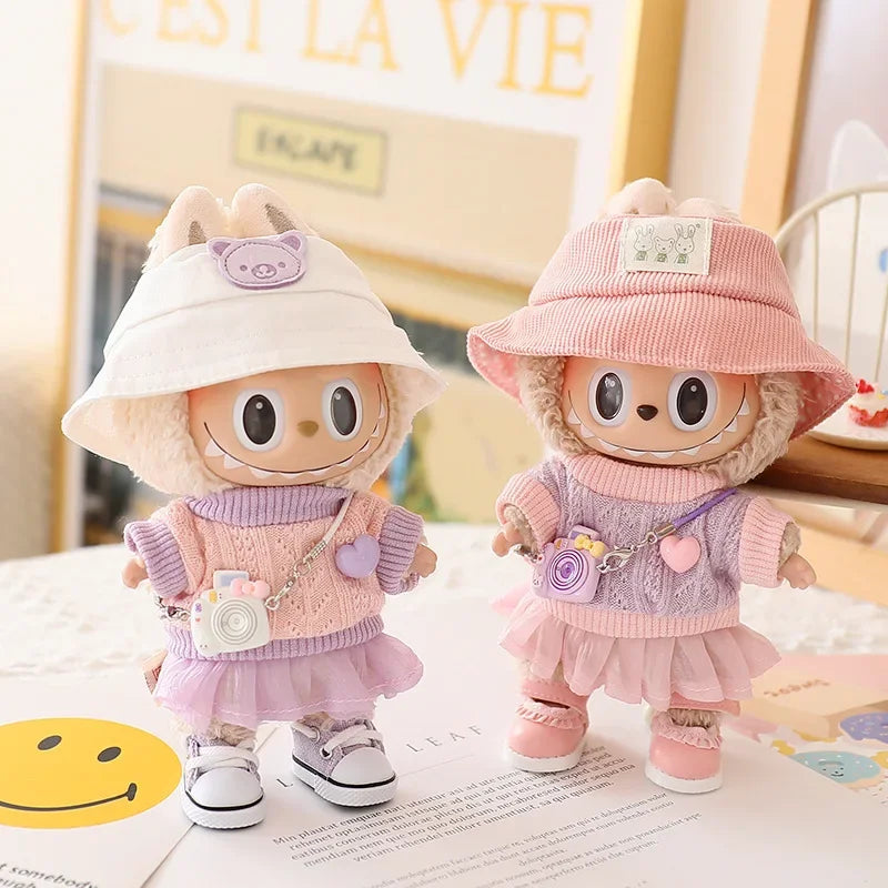 Labubu Doll Clothes Tulle Skirt Set Stylish Outfit Replacement for 17Cm Ropa Labubu Dolls Accessories