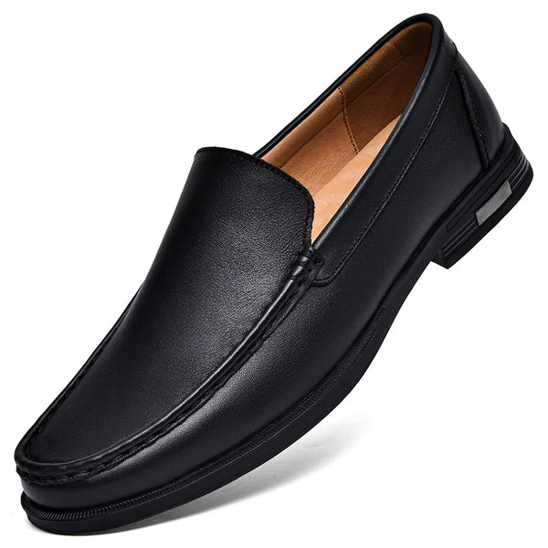 Luxury Brand Business Shoes Classic Brown Leather Shoes Men'S Low Heel Loafers Shoes Comfortable and Breathable Wedding Shoes