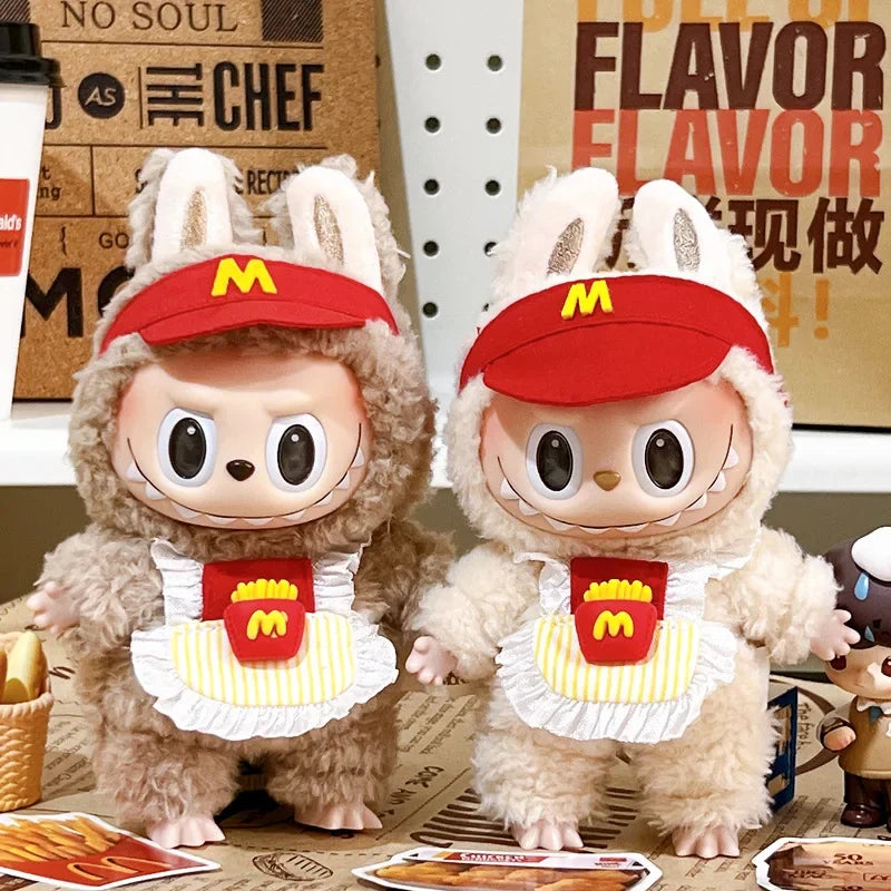 Clothes for Labubu 17Cm Outfit Accessories for Labubu Dolls Clothing Kid Gift French Fries Apron and M Hat