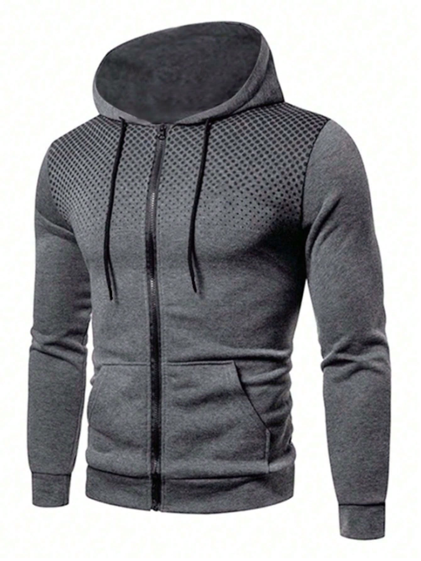 Men'S Hooded Sweatshirt with Dots and Zipper