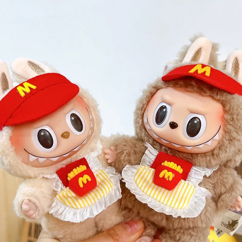 Clothes for Labubu 17Cm Outfit Accessories for Labubu Dolls Clothing Kid Gift French Fries Apron and M Hat