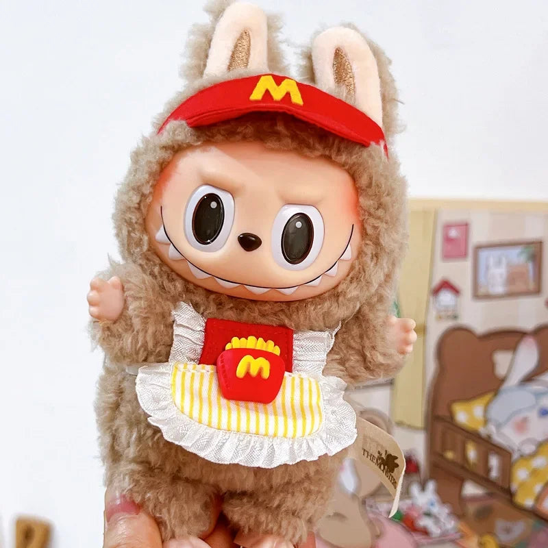 Clothes for Labubu 17Cm Outfit Accessories for Labubu Dolls Clothing Kid Gift French Fries Apron and M Hat